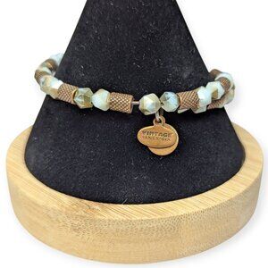 Alex & Ani Vintage Sixty Six Beaded Bracelet White & Copper Beads